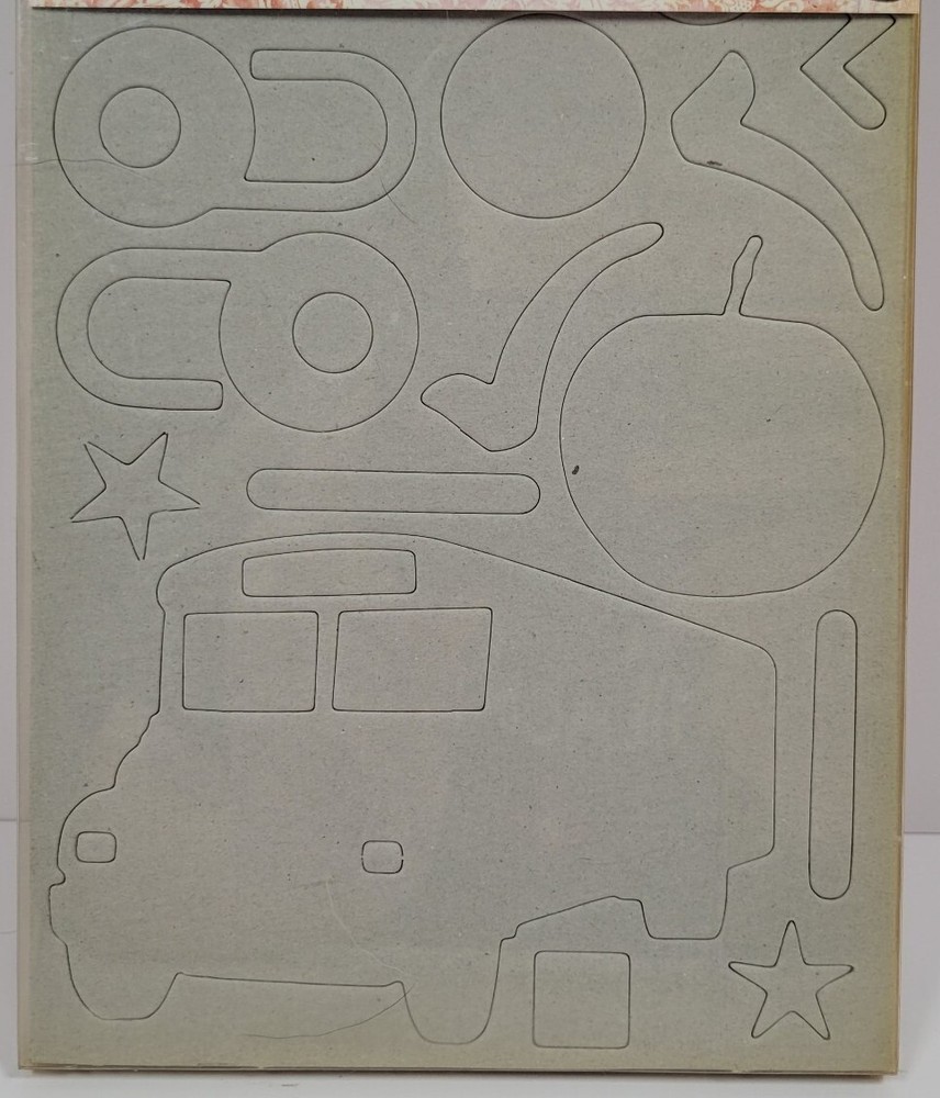 Basic Grey 26 Undressed Chipboard Recess School Bus Apple Locks Scrapbook