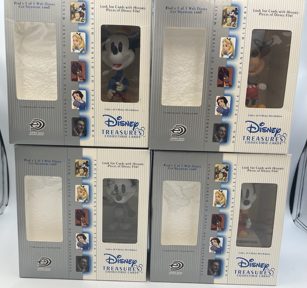 Upper Deck Disney Treasure 4 Different Mickey Mouse Bobblehead  Figure