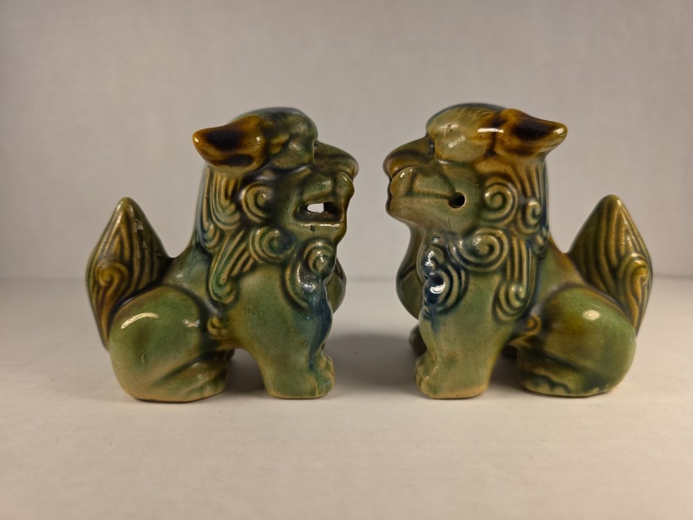 Vintage Dragon Ceramic Green Cone Incense Burner Set