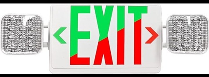 Qllite Combination Emergency Exit With LED Emergency Lights. Green And Red Exit.
