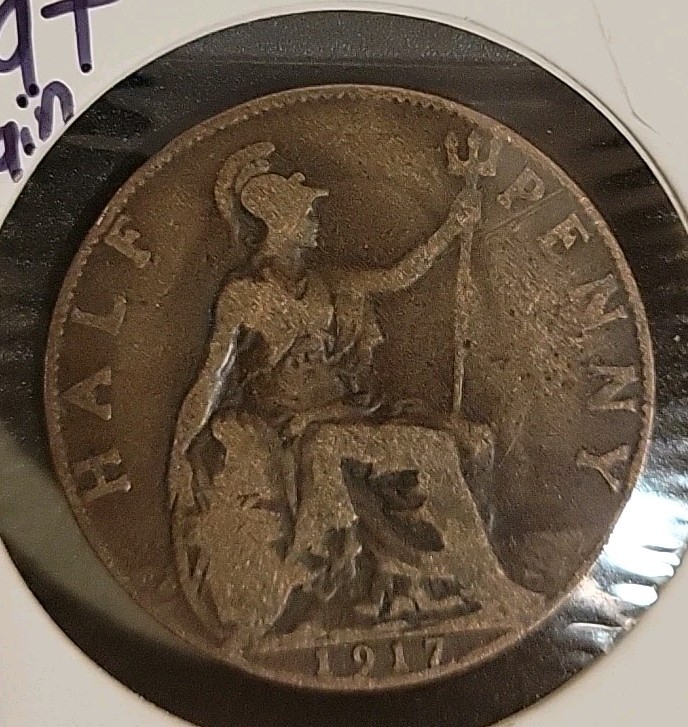 1917 Great Britain Half Penny