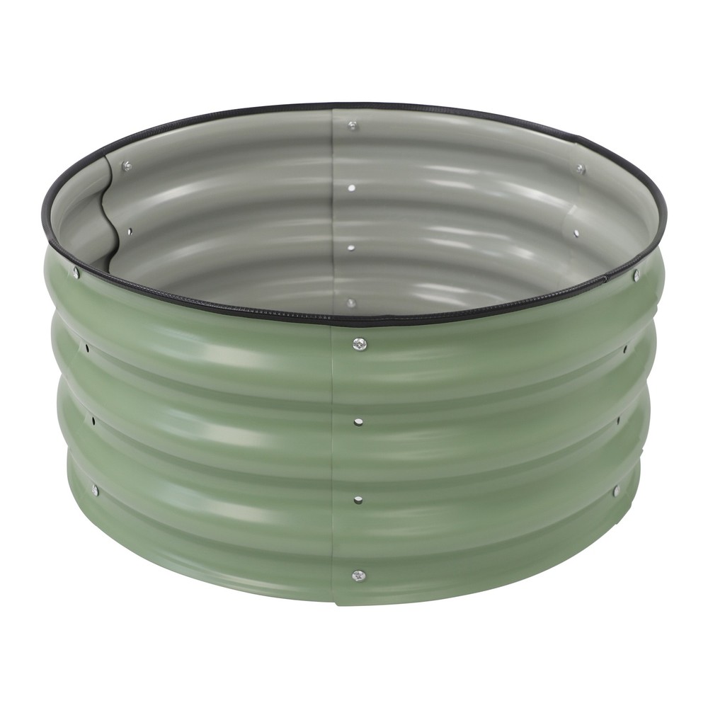2 Pack Round Galvanized Metal Garden Planters with Open Base Design