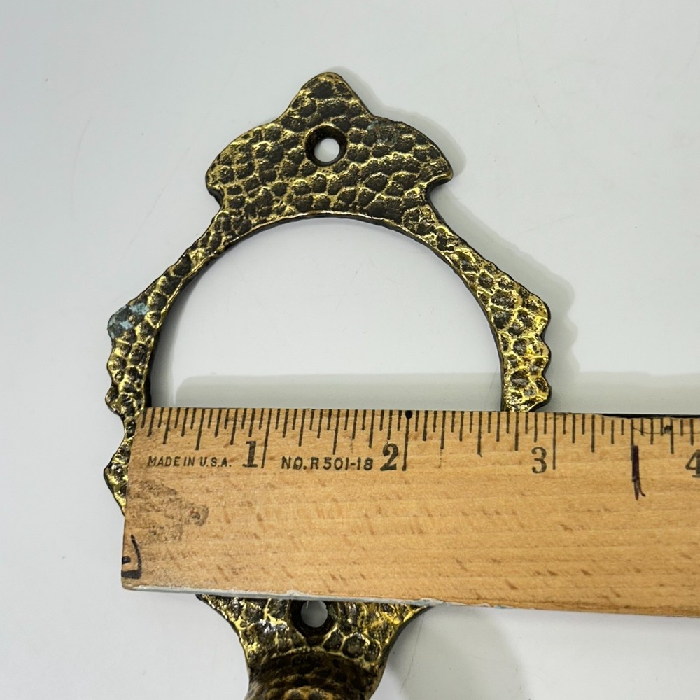 Vintage Brass Hammered Door Handle Textured Pull Hardware Deadbolt Hole