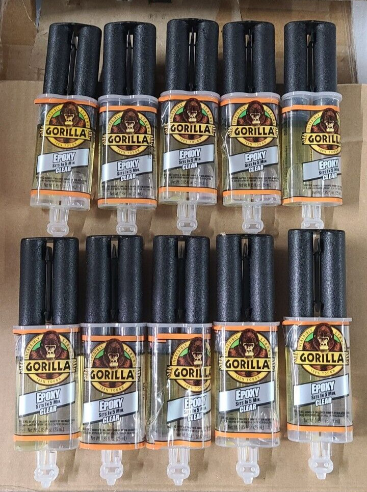 (10) Gorilla Epoxy Glue Liquid 0.85 oz/ Syringe - Clear
