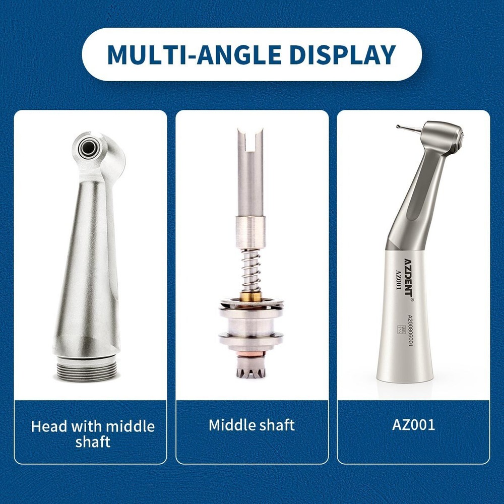 AZDENT Dental 1:1 Slow Low Speed Handpiece Push Button Contra Angle