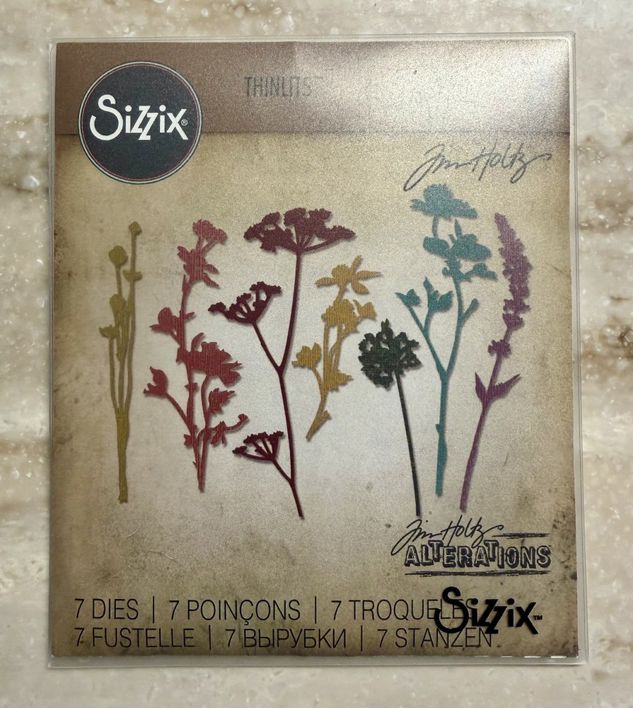 Tim Holtz Sizzix **WILDFLOWERS** 7-pc Metal Die Thinlits 661190 Floral Spring