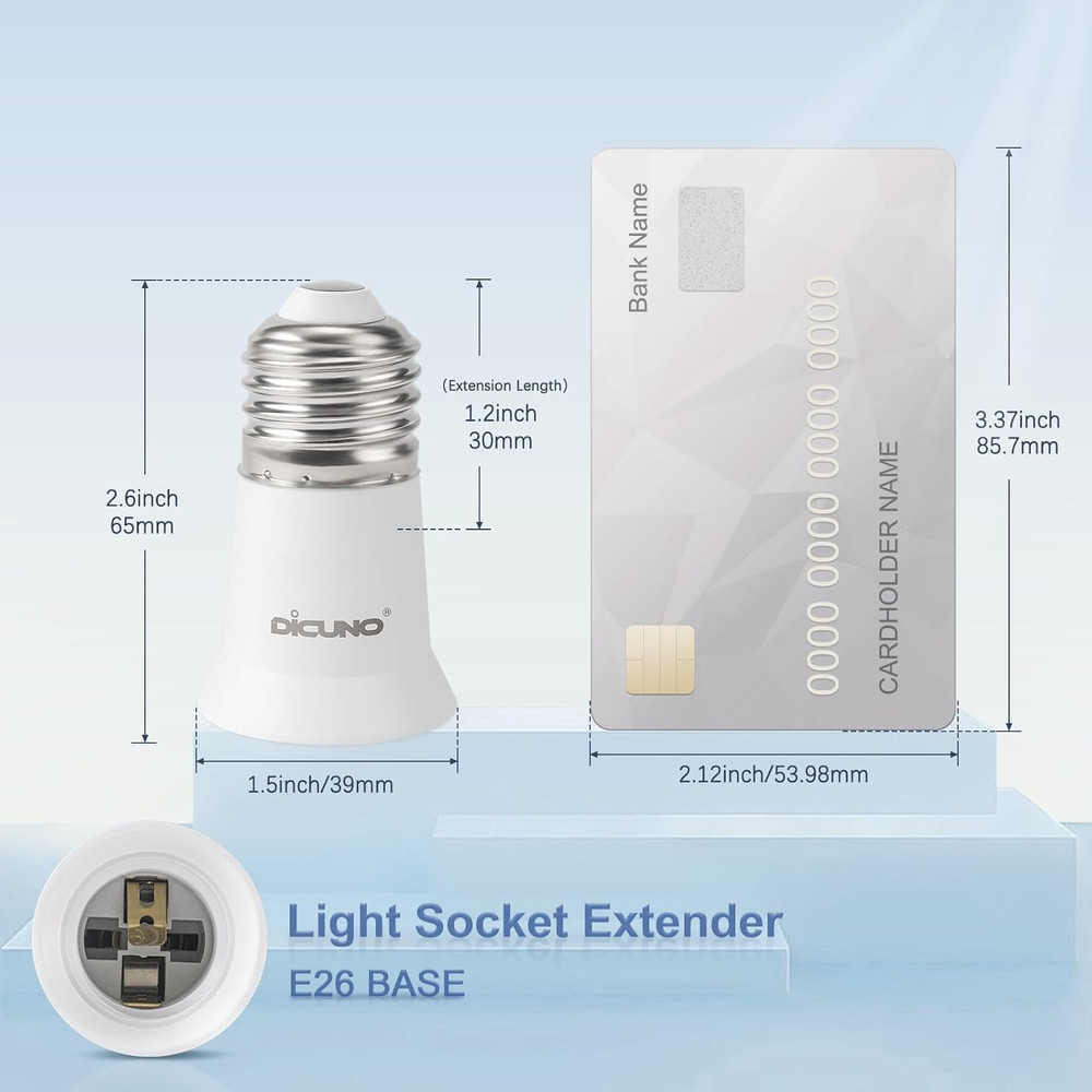 E26 3CM/1.2 Inch Socket Extender, E26 Lamp Bulb Socket Extension, Lamp Holder Ad