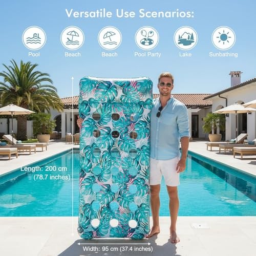2 Pack Inflatable Pool Float Mat, Lounger, Multi-Purpose Swimming Toys for