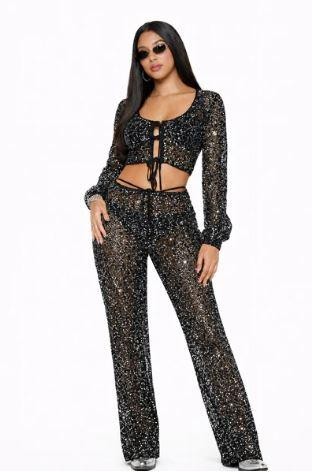 NWT forever21 Sequin Crop Top & Pants Set