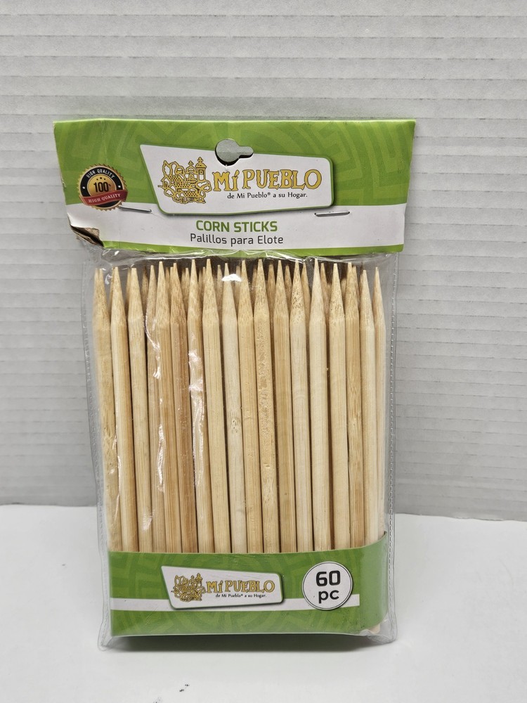 60 PC Bamboo Corn Sticks. Palillos Para Elote