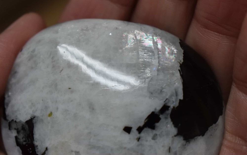 Rainbow Moonstone Palm Stone #11