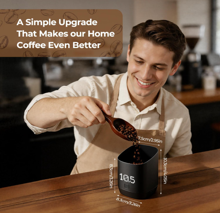 Subscale Digital Dosing Cup - 1g Precise Scale with LED Display & USB-C - Black