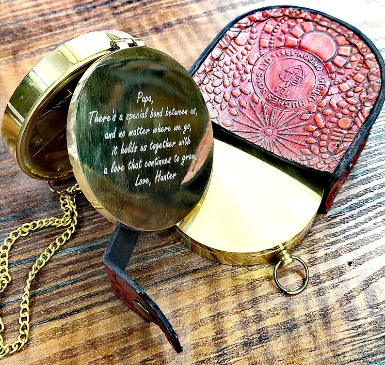 Personalized Compass With Leather Case|Custom Gift Baptism Gift Christmas Gift