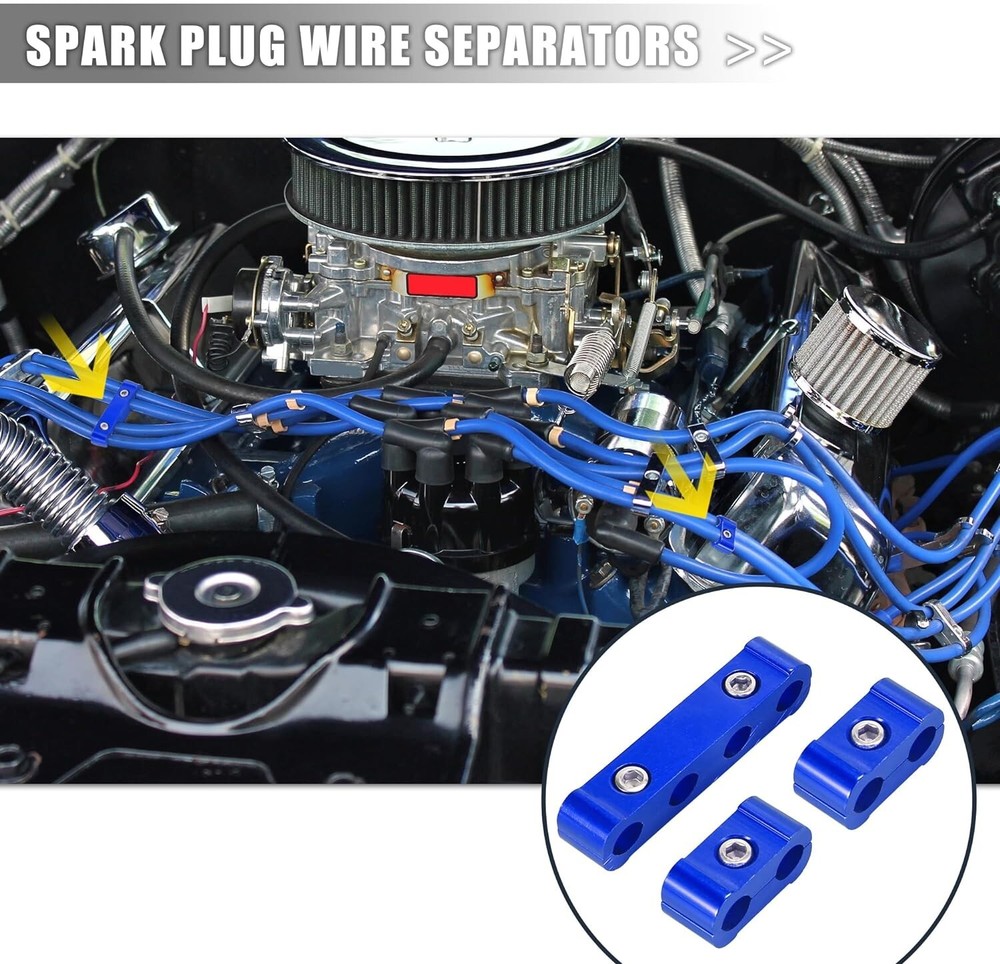 Universal Spark Plug Ignition Wire Separator Divider 8mm 9mm 10mm Car Blue 12Pcs