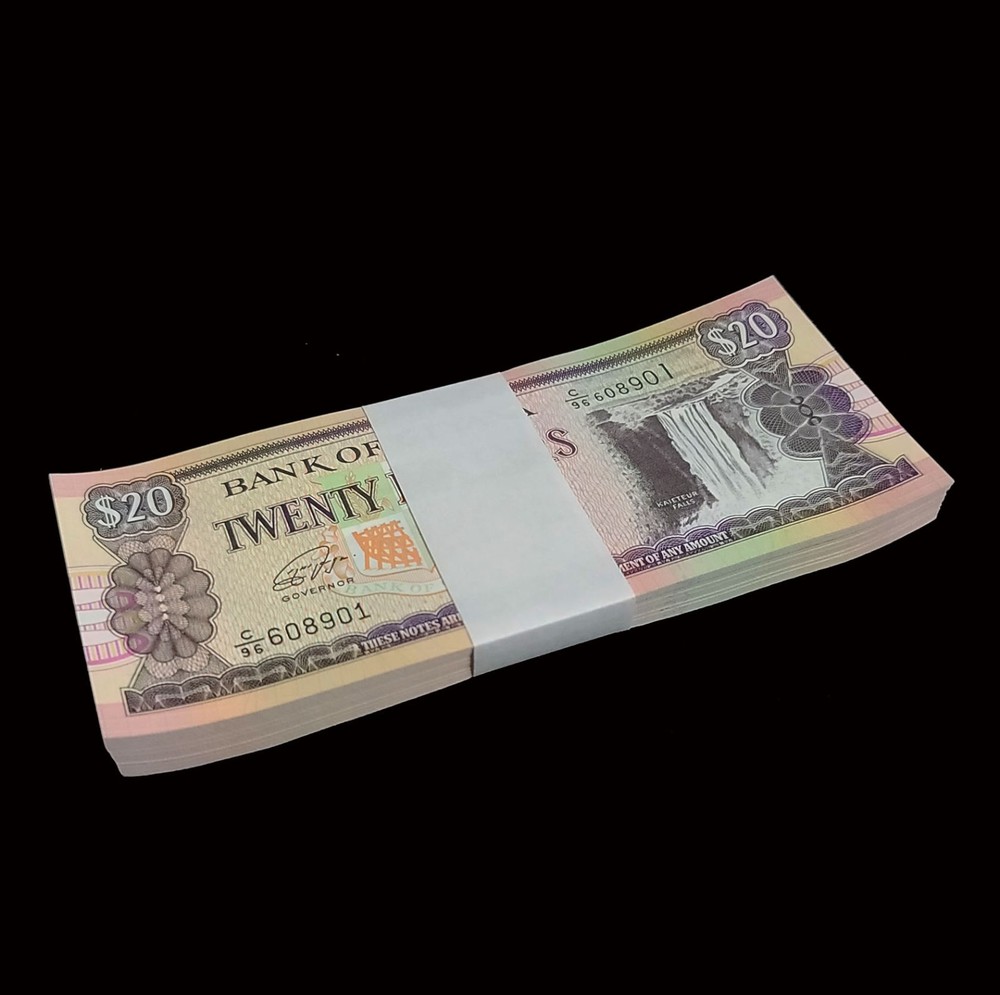 Guyana 20 Dollars x 100 Pcs Bundle, 1996 P-30 Unc