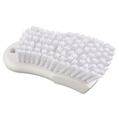 Boardwalk Scrub Brush, White Polypropylene Bristles, 6" Brush, 6" Handle