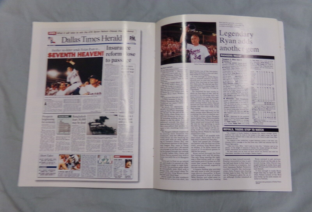 1991 TEXAS Rangers & Blue Jays NOLAN RYAN 7th NO HITTER Commemorative Program