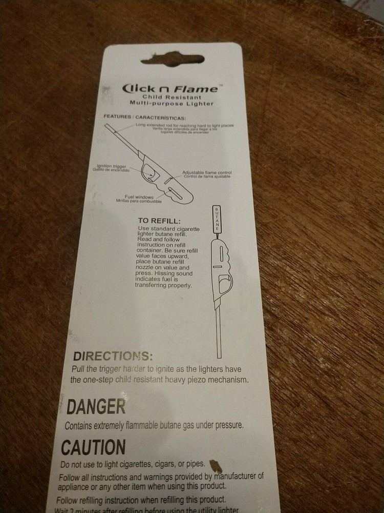 CLICK N FLAME, CHILD RESISTANT MULTI-PURPOSE REFILLABLE BBQ LIGHTER (2-LC-1)