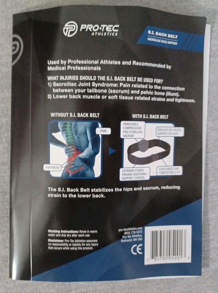 PRO-TEC ATHLETICS S.I. Back Belt. Size Small