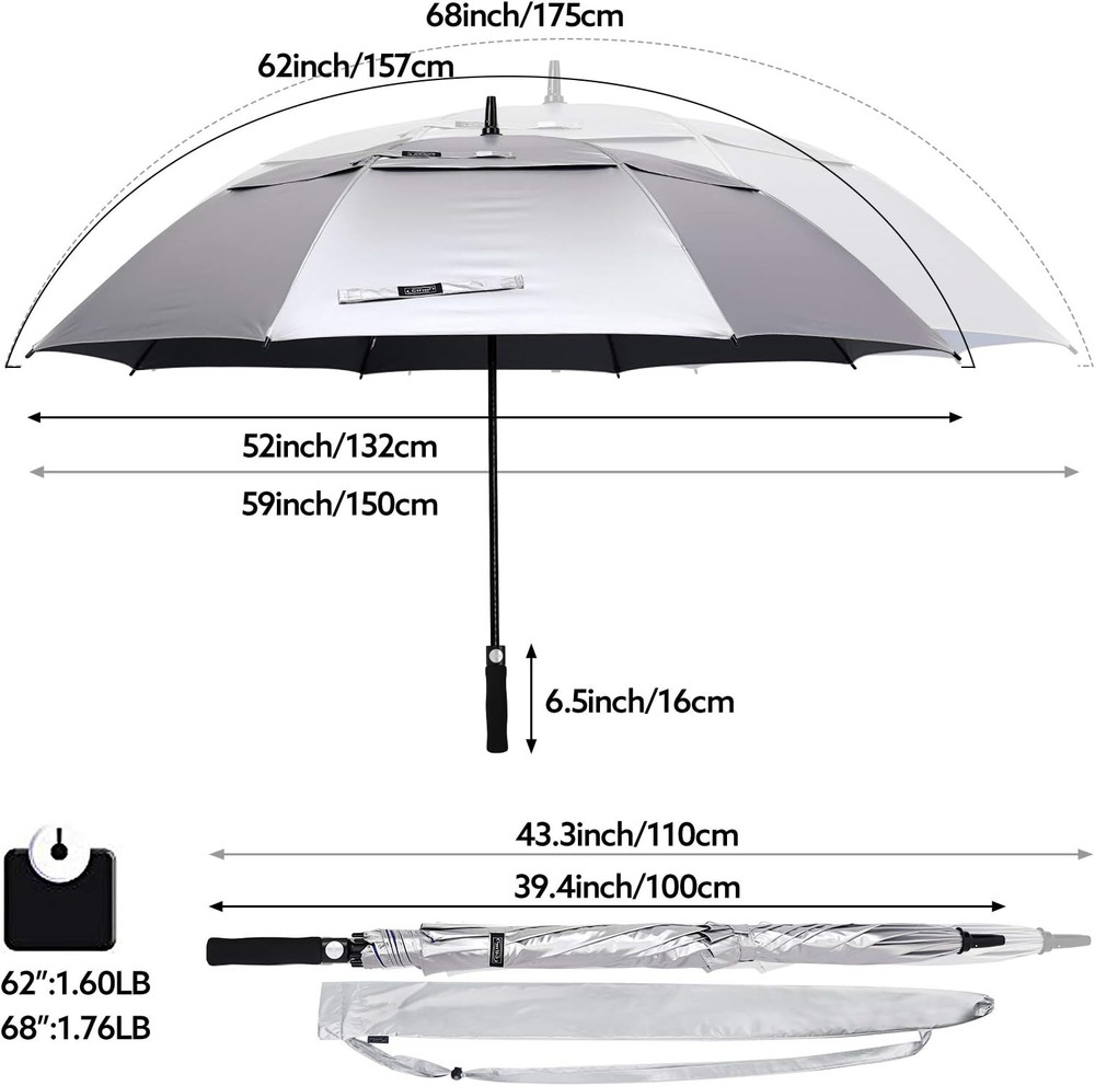 Extra Large UV Protection Golf Umbrella - Auto Open Windproof Canopy