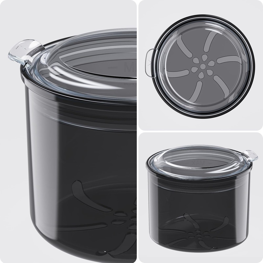 Denture Bath Cup with Cleaning Brush, Large Soaking Container Black