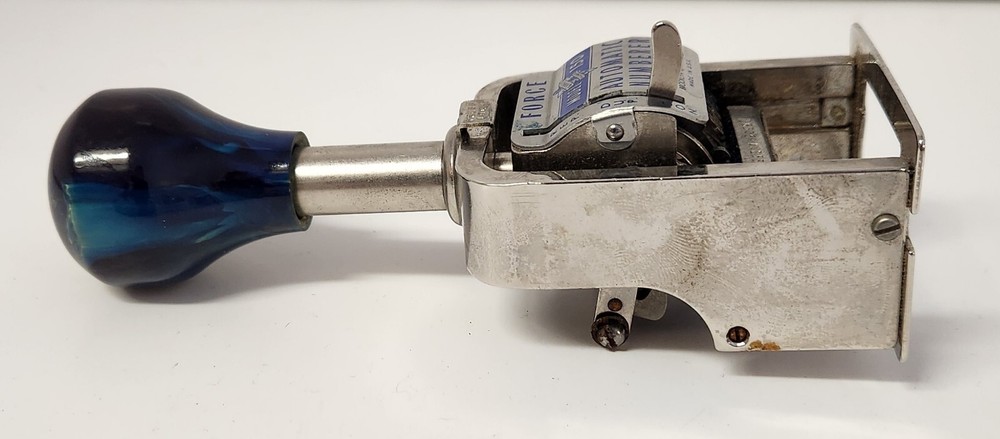Force Model 150 Automatic Numberer Machine 6 Wheel Stamper Blue Made In USA