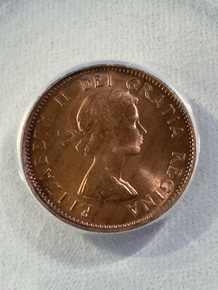 1957 Canada 1 Cent Graded MS 65 RD by ANACS