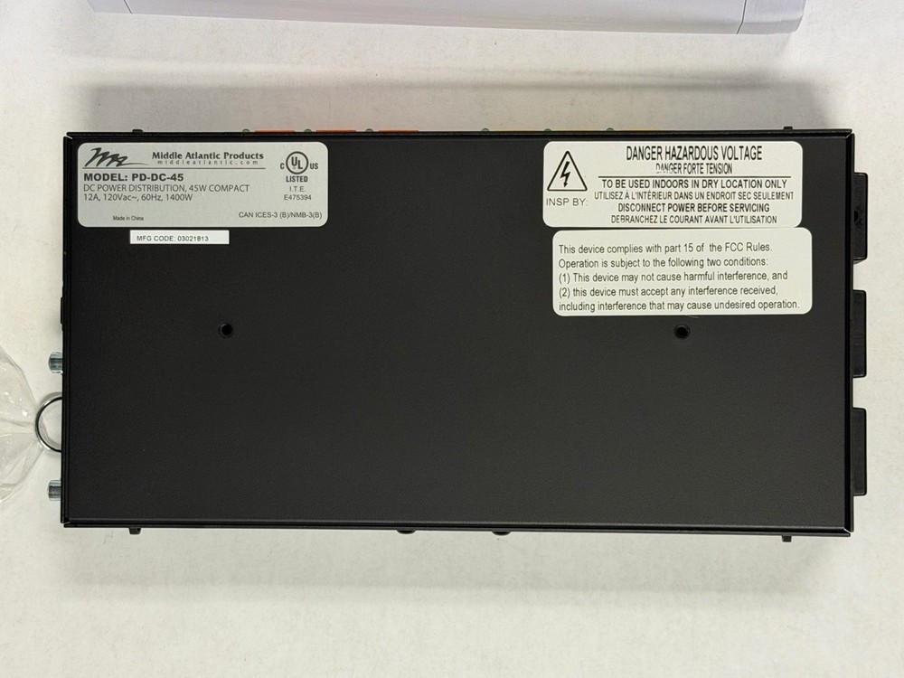 L•Middle Atlantic PD-DC-45 | 45 Watt Compact DC Power Distribution System