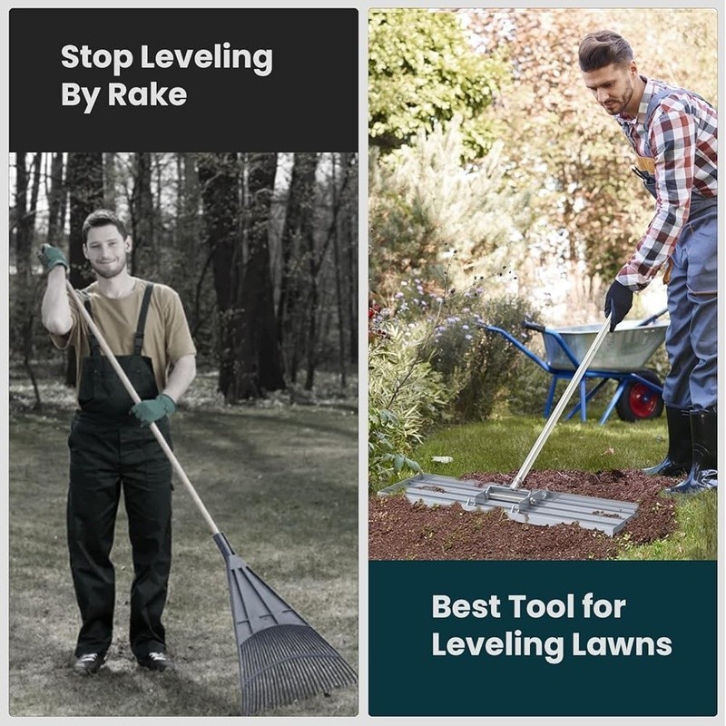 Lawn Leveling Rake 72inch Ergonomic Handle Garden Tool Smooth Surface Completion