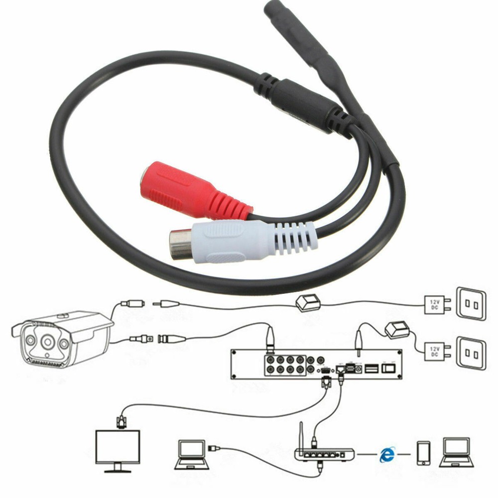 Mic Audio Mini RCA Microphone with DC output for CCTV Security Camera DVR