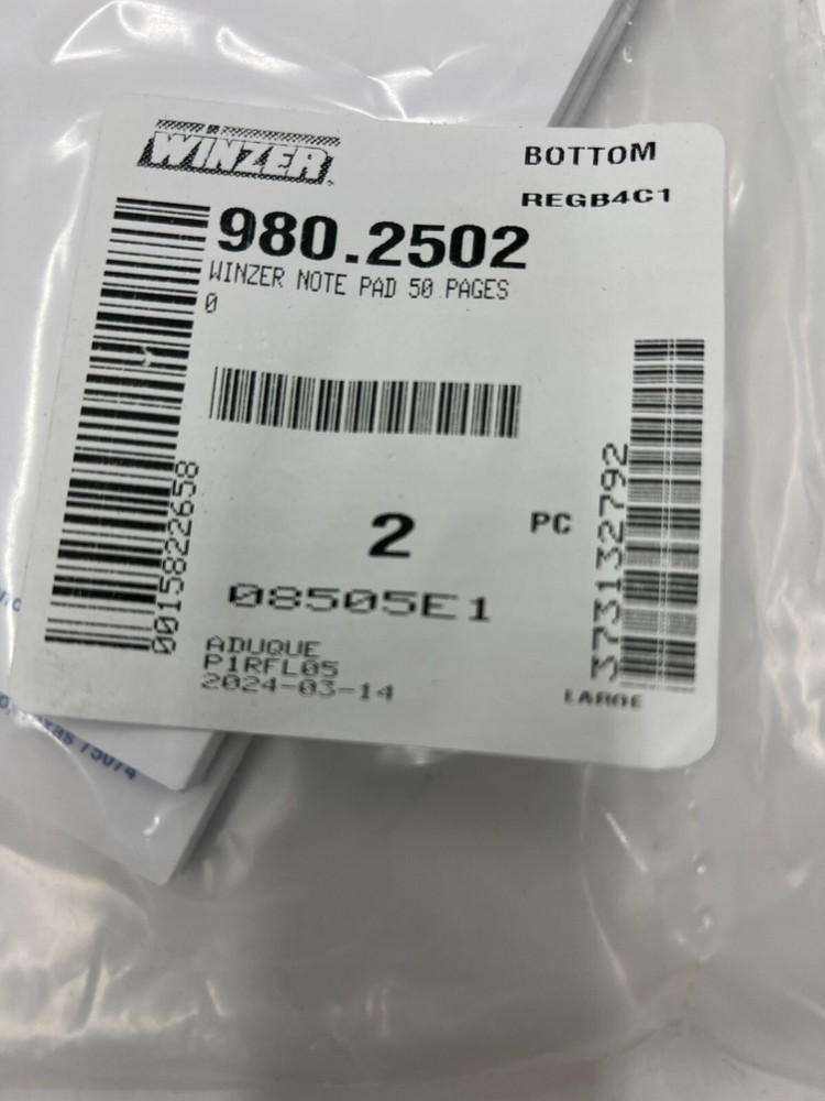 GENUINE WINZER 980-2502 NOTE PAD 50 PAGES
