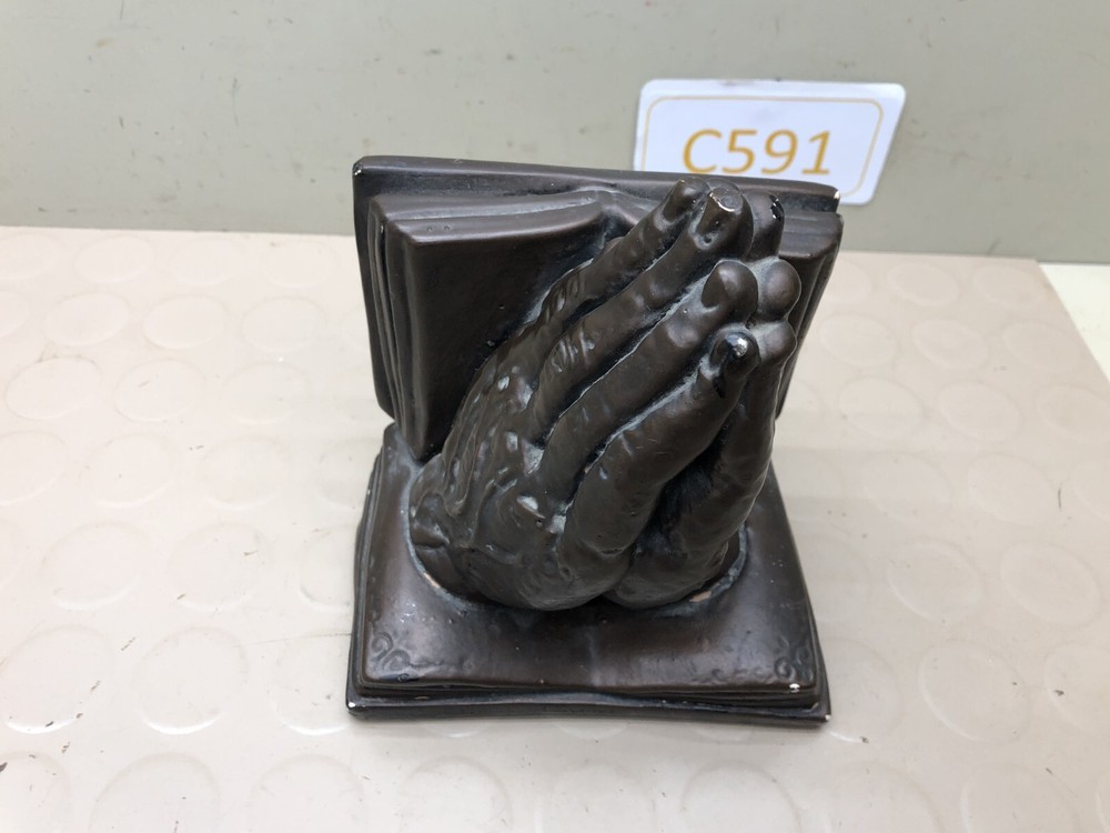 Vintage Chalkware Praying Hands Bookend