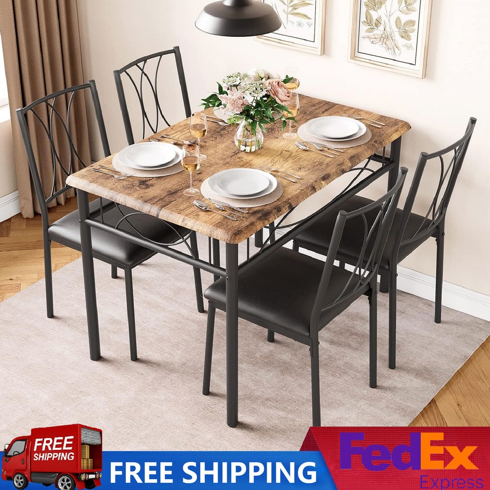 Modern Dining Table Set for 4 Kitchen Table Set and Upholstered Chairs Dinitte