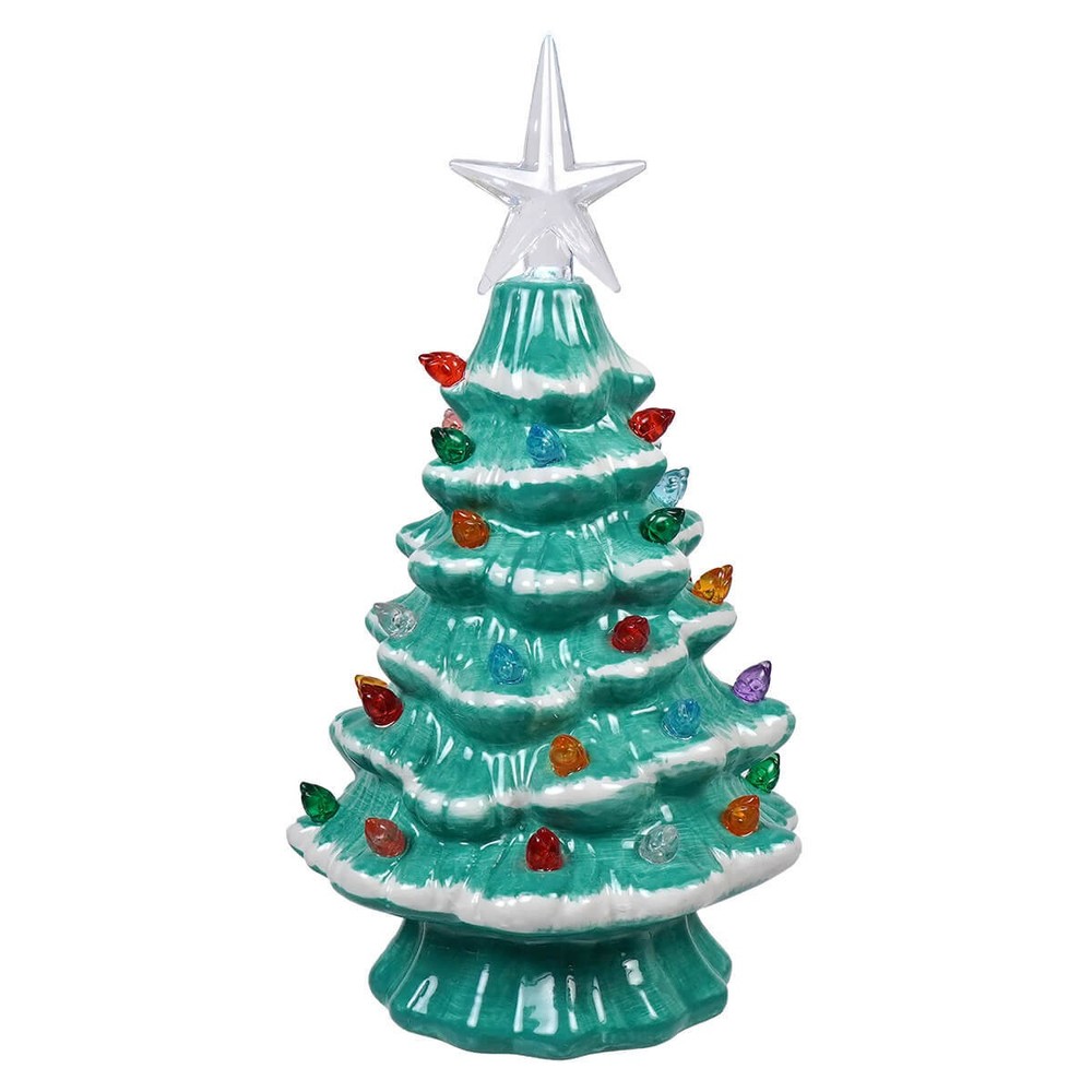 Lighted Blue Ceramic Christmas Tree