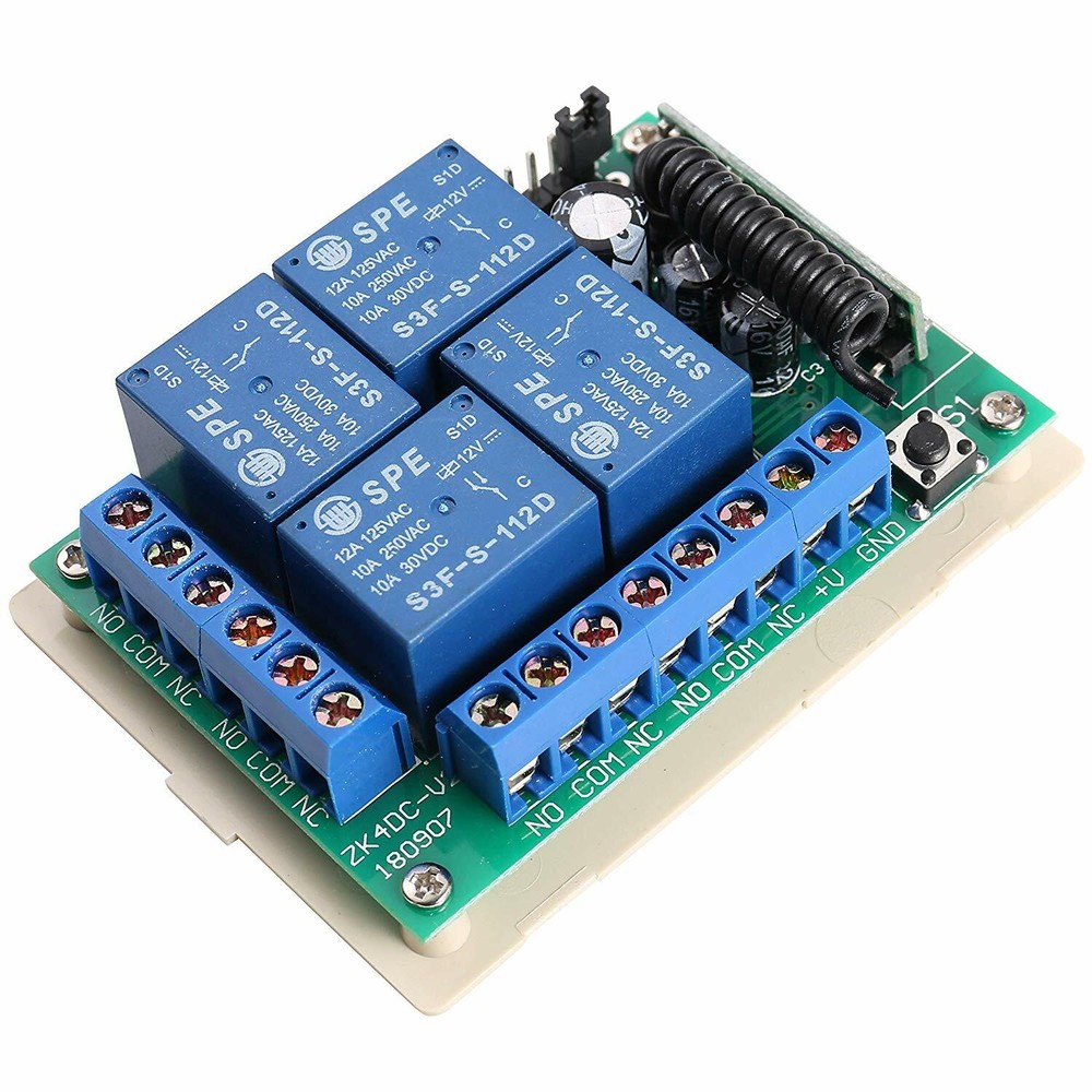 Wireless 433Mhz 4 Channel RF Remote Control Switch Receiver with 2 Transmitters