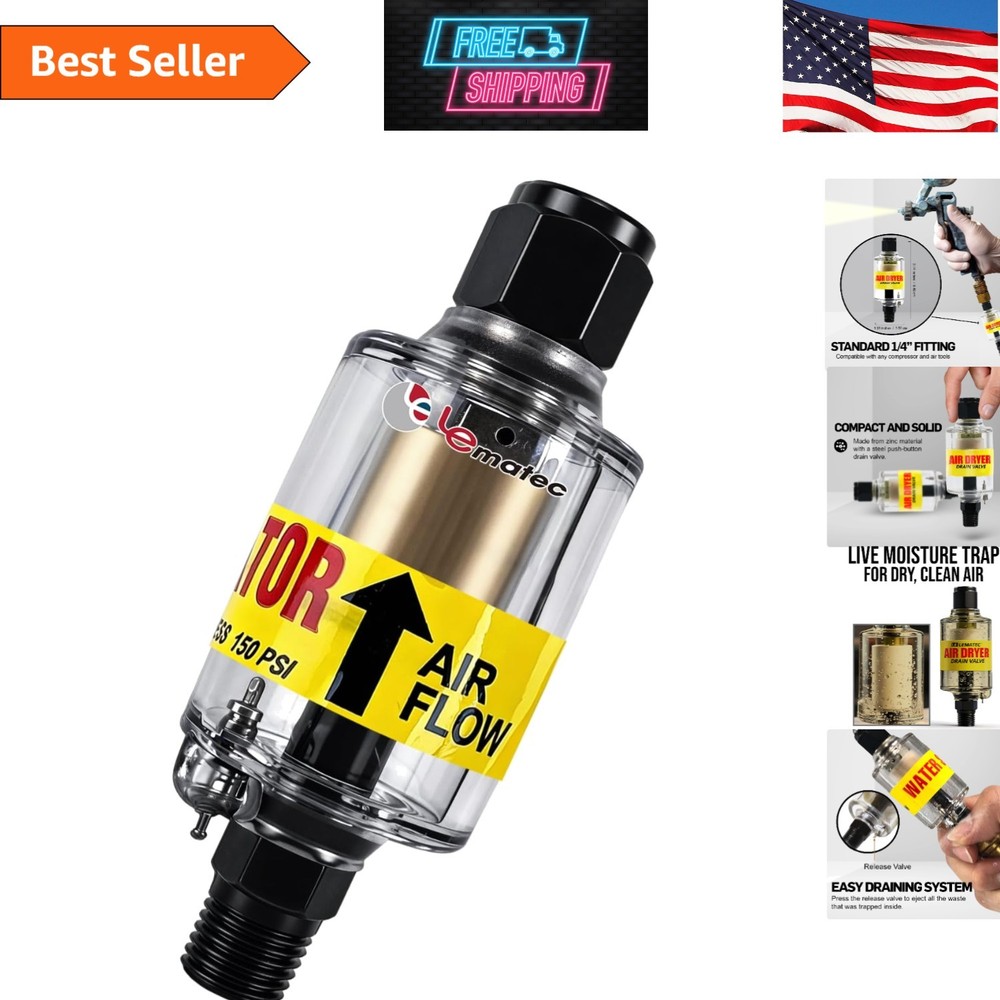 Versatile Inline Water Separator for Air Compressors - 2-150 PSI Operation