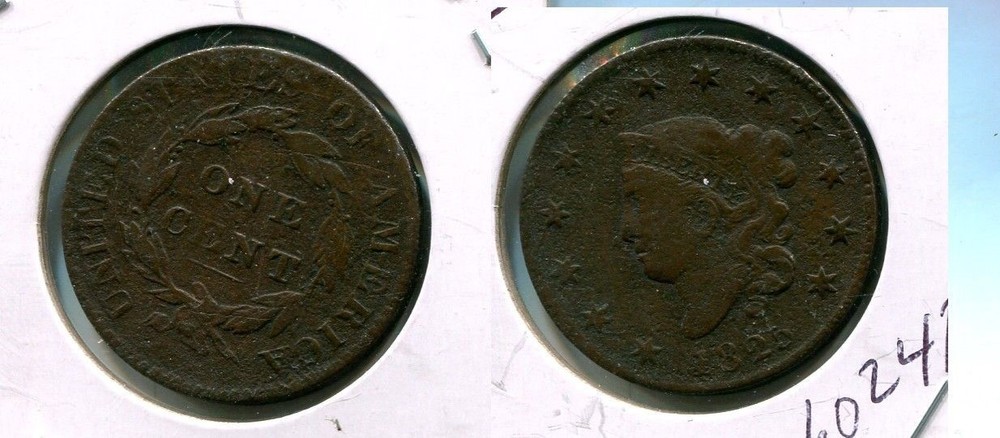 1825 CORONET HEAD LARGE CENT TYPE COIN FINE PITTED 6024T