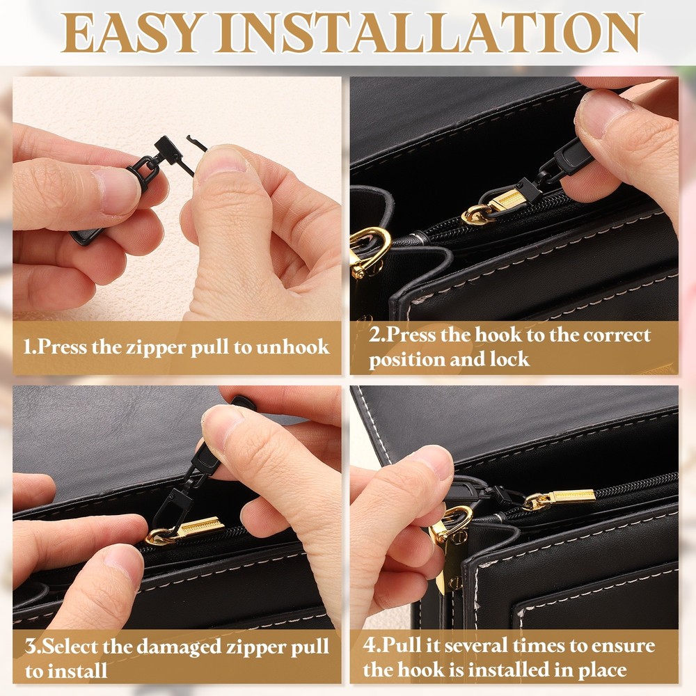8Pcs Zipper Pull Replacement, Square Detachable Tiny Zipper Slider, Silver
