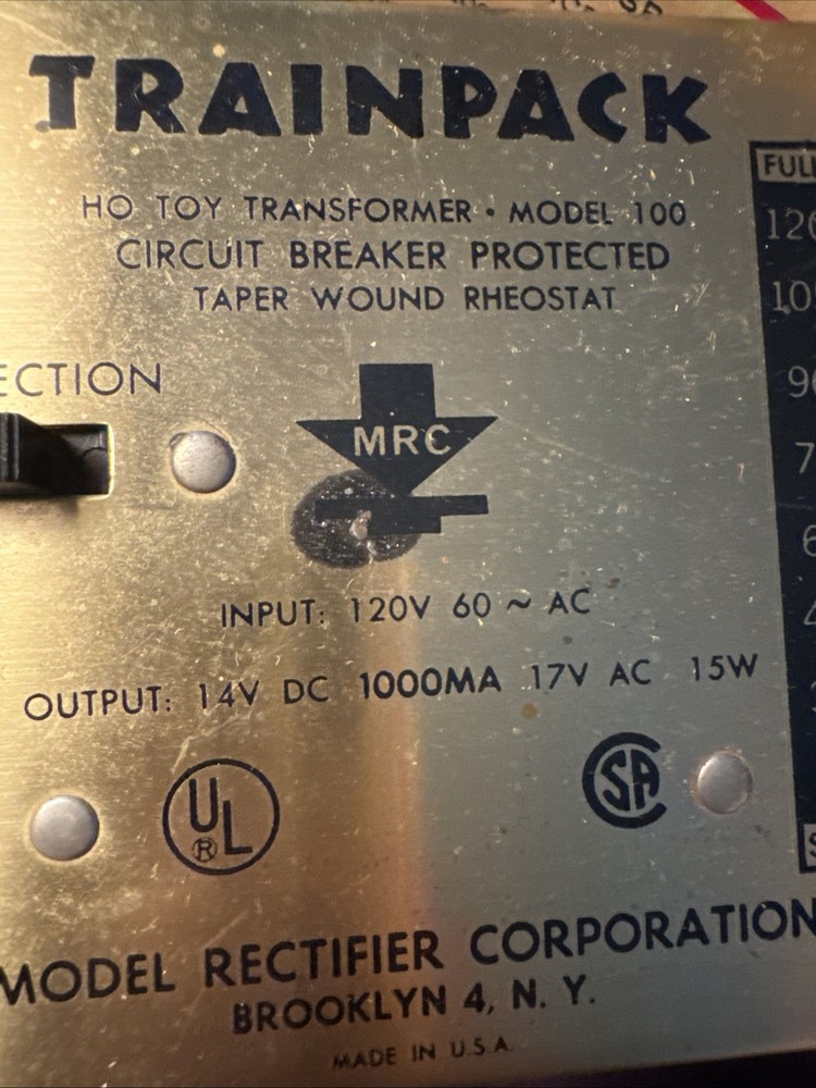 MRC Trainpack Model 100 HO Scale Trains Variable DC and fixed AC circuits Tested