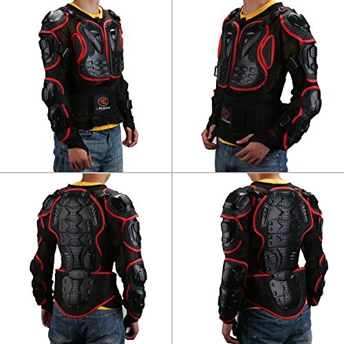 Motorcycle Full Body Armor Protector Removable Racing Jacket 3X-Large Red,
