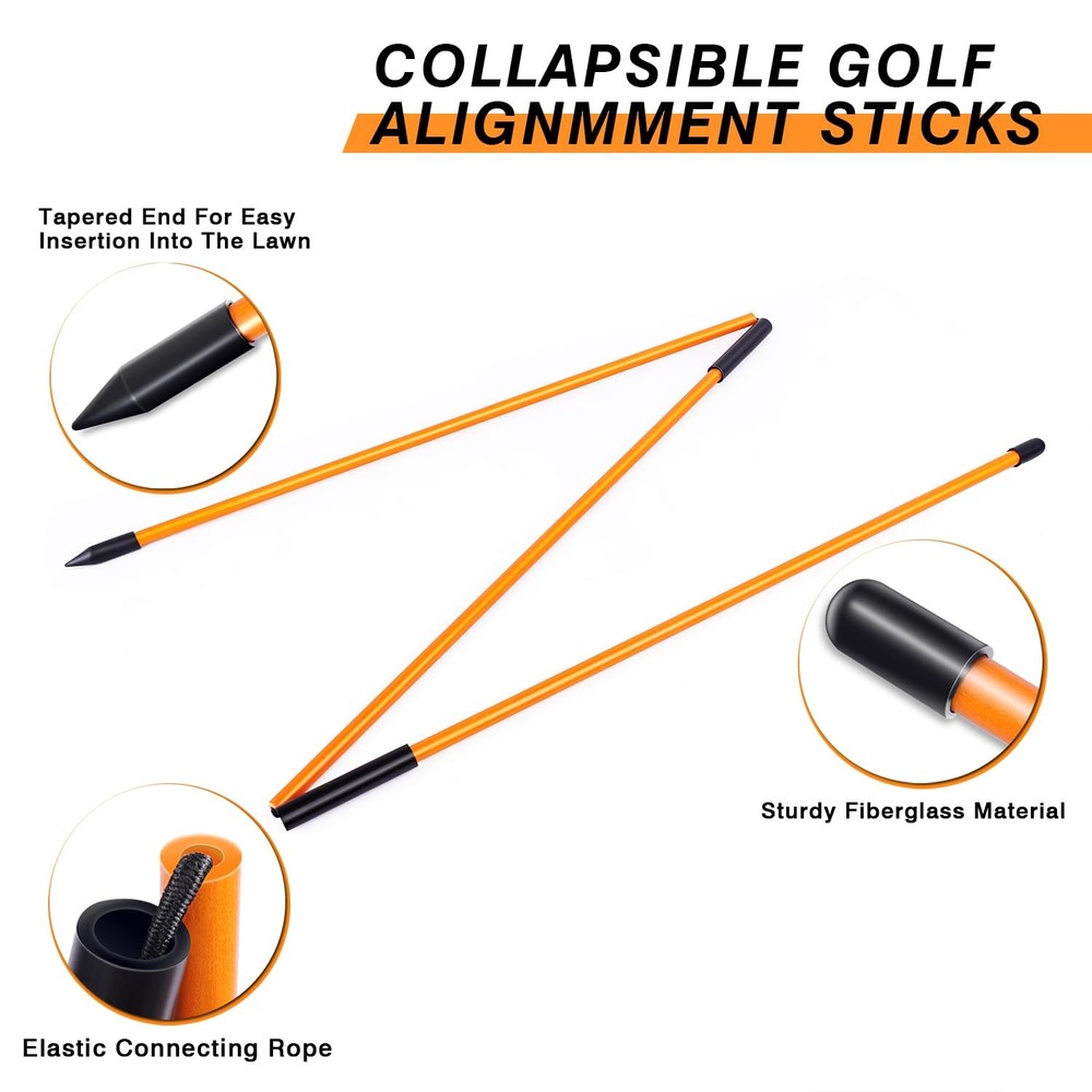 Professional 2 or 3 or 4 Pack Collapsible Golf Alignment Sticks, Premium 40" ...
