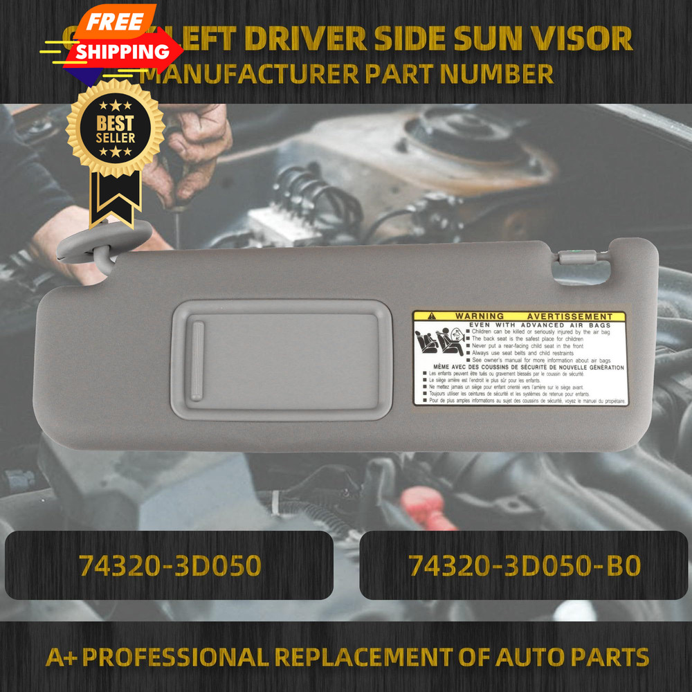 Dasbecan Gray Left Driver Side Sun Visor Compatible with Toyota 4Runner