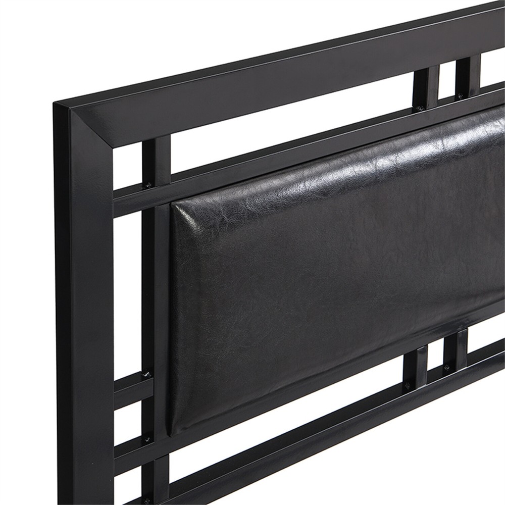 Modern Twin Size Bed Frame Metal Platform Bed Frame Sturdy Slat Support Black US