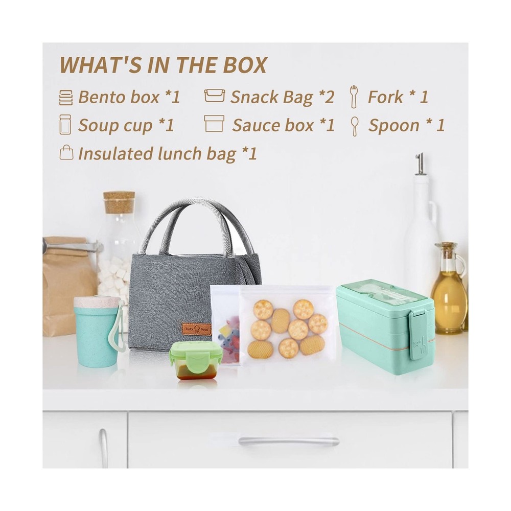 Bento Box Upgrade Japanese Lunch Box Kit,3 Layer Stackable Leakproo... Fast Ship