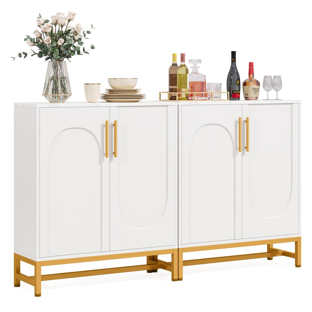 Sideboard Buffet Cabinet with Storage, Modern 4 Doors Buffets Sideboard Kitchen