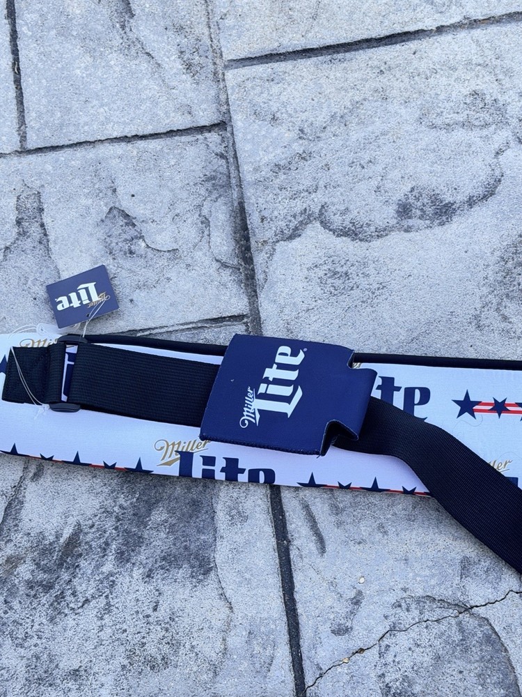 Miller lite Stacked Can Cooler Sleeve With Strap new