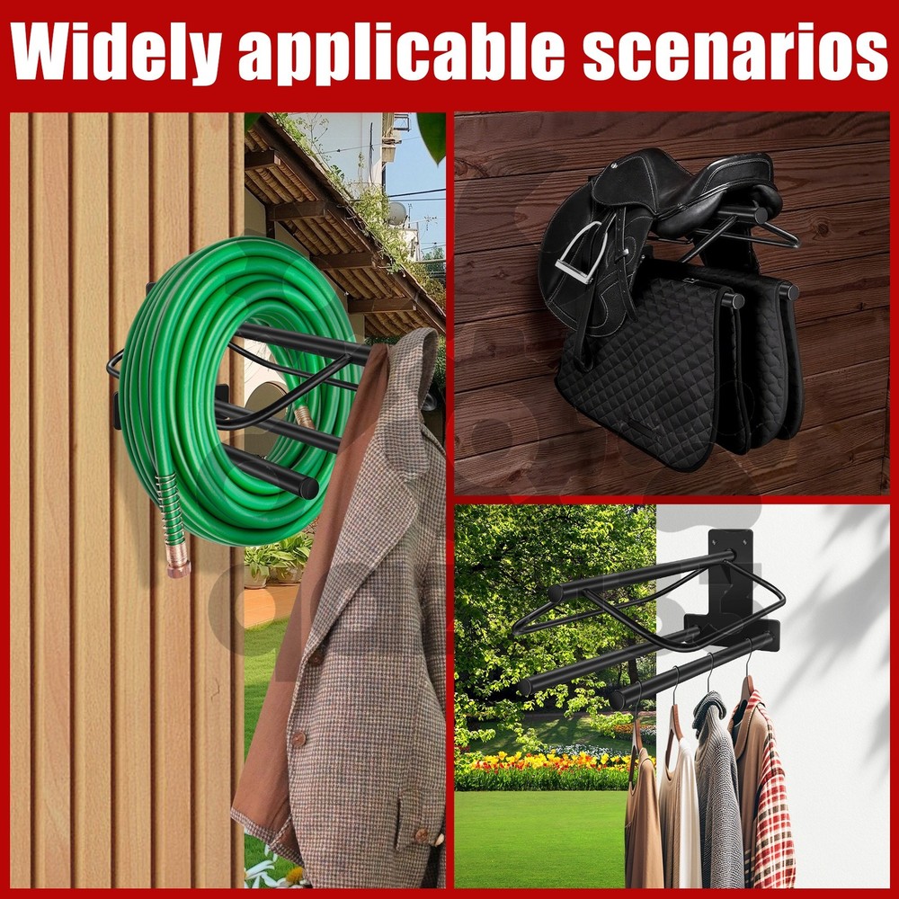 2* Heavy Duty Wall Mounted Saddle Stand Saddle Pad Saddle Pad Rack Bracket Black