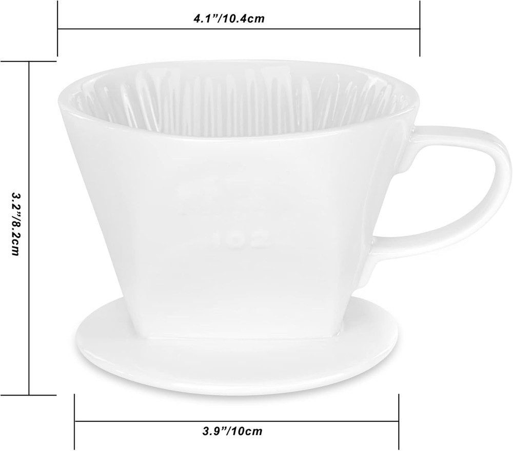 Pour over Ceramic - Coffee Dripper Ceramic Coffee Maker with 3 Holes Flat Bottom