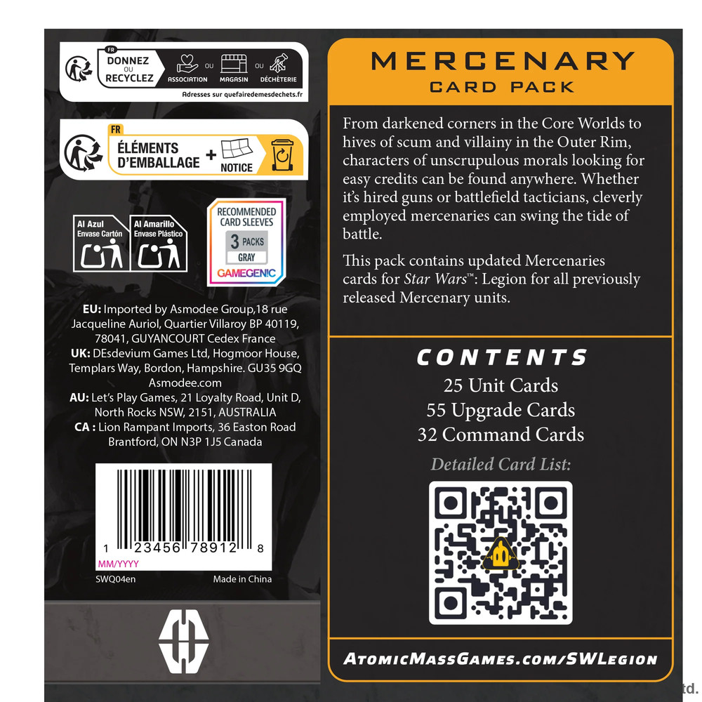 Star Wars: Legion: Mercenary Card Pack
