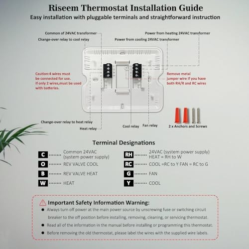 Non-Programmable Thermostat for Home Single-Stage Systems, 1 Heat/1 Cool, Blue